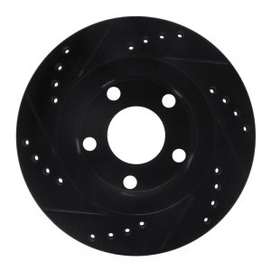 Audi A6 Brake Rotor (1) - Rear Right - R1 Concepts - Drilled & Slotted - Black - `99-`05